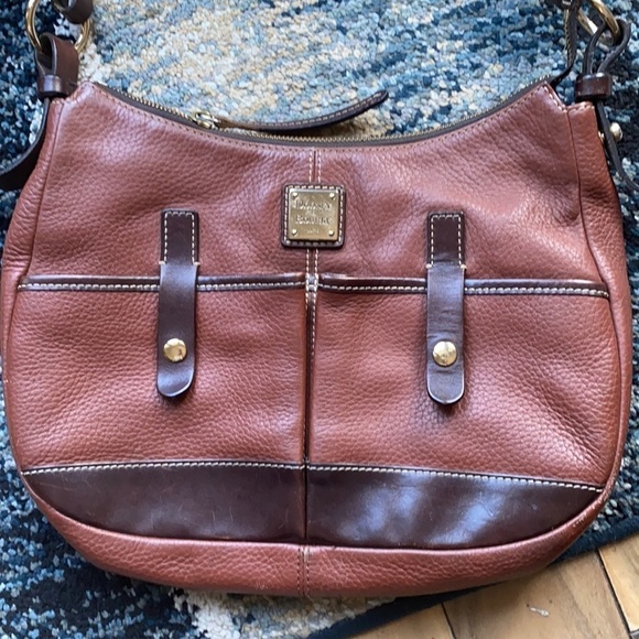 Dooney and Bourke Vintage Two Tone Brown Leather Shoulder Handbag - Picture 3 of 17